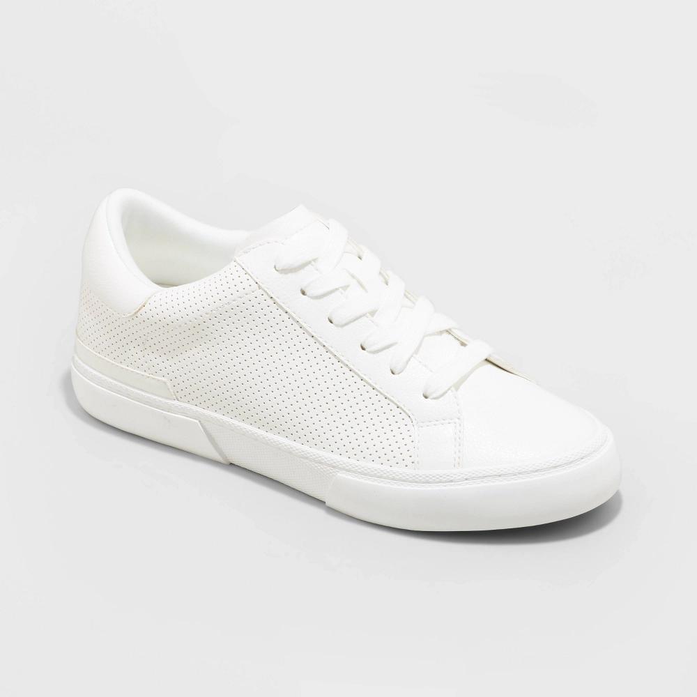 Womens Maddison Sneakers with Memory Foam Insole - A New Day White 10: Lace Up, Faux Leather, Cushioned, Medium Width Product Image
