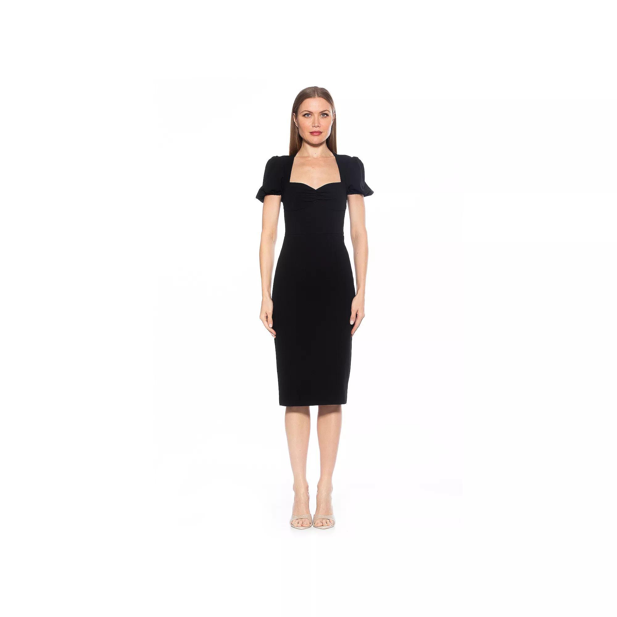 Women's ALEXIA ADMOR Micaela Puff Sleeve Sweetheart Sheath Dress, Size: Small, Ivory Polka Dot Product Image