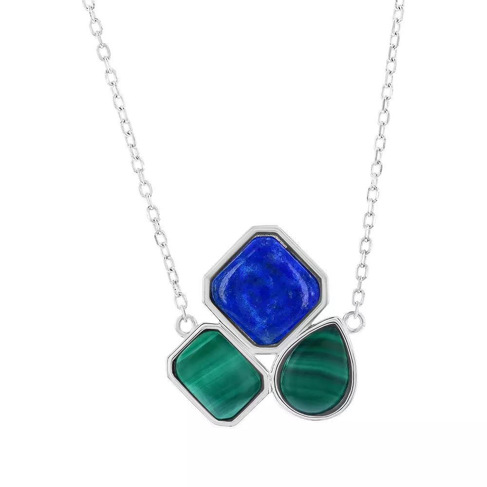 Nautica Rocks Sterling Silver Multi-Shaped Malachite and Lapis Necklace, Women's, Size: 16-18" ADJ Product Image