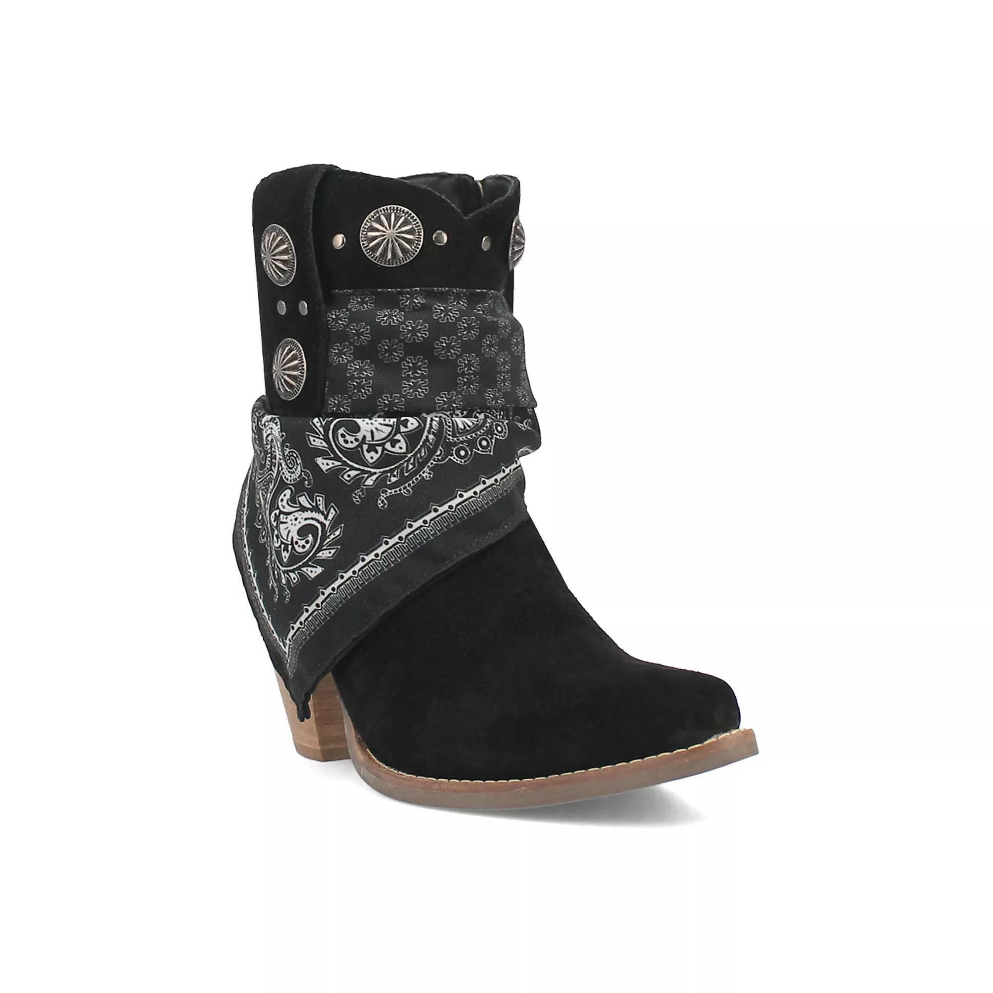 Women's Dingo Bandida Leather Western Ankle Boots, Size: 6.5, Black Product Image