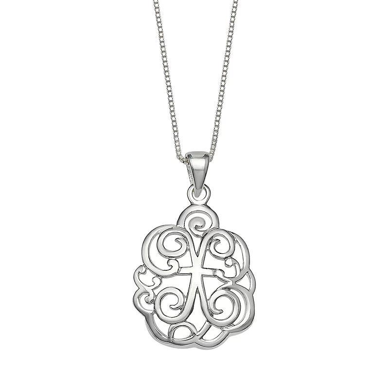 PRIMROSE Sterling Silver Monogram Initial Pendant Necklace, Women's, Size: 18", Silver Tone F Product Image