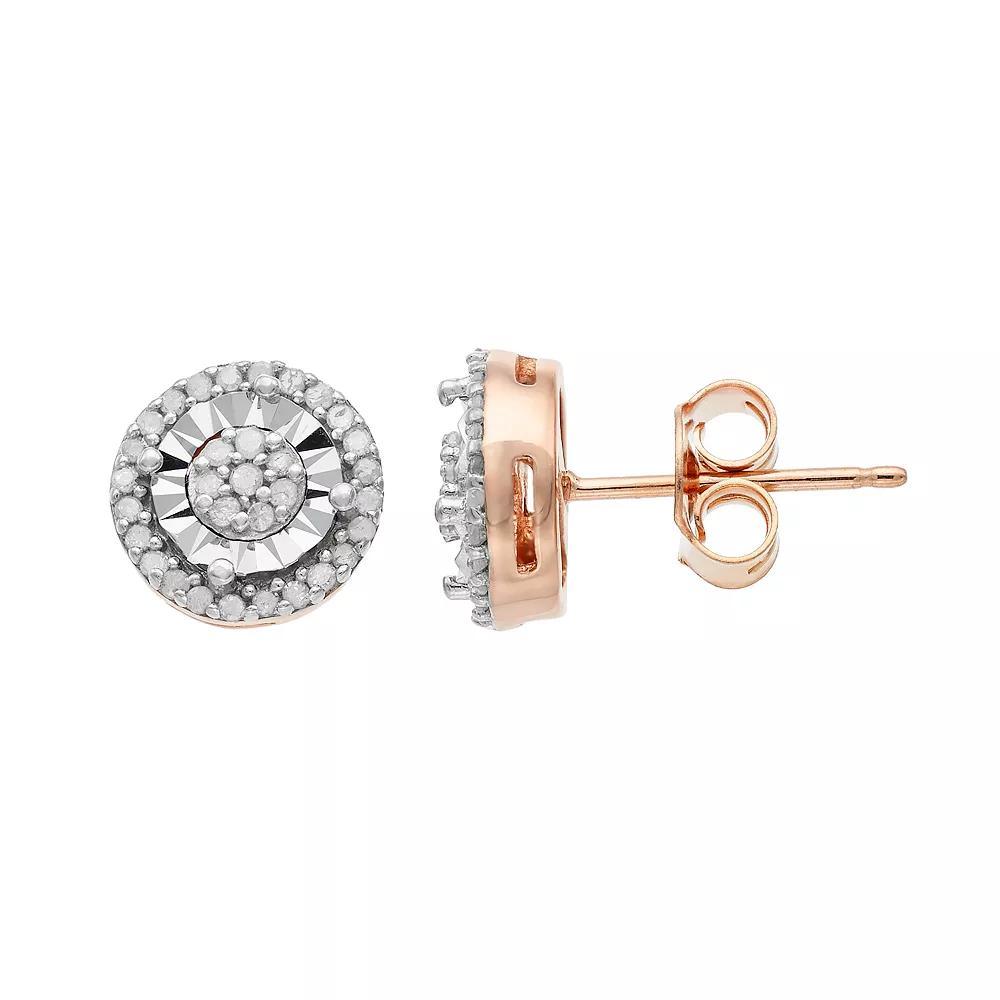 Diamond Brilliance Sterling Silver 1/4 Carat T.W. Diamond Cluster Stud Earrings, Women's Product Image
