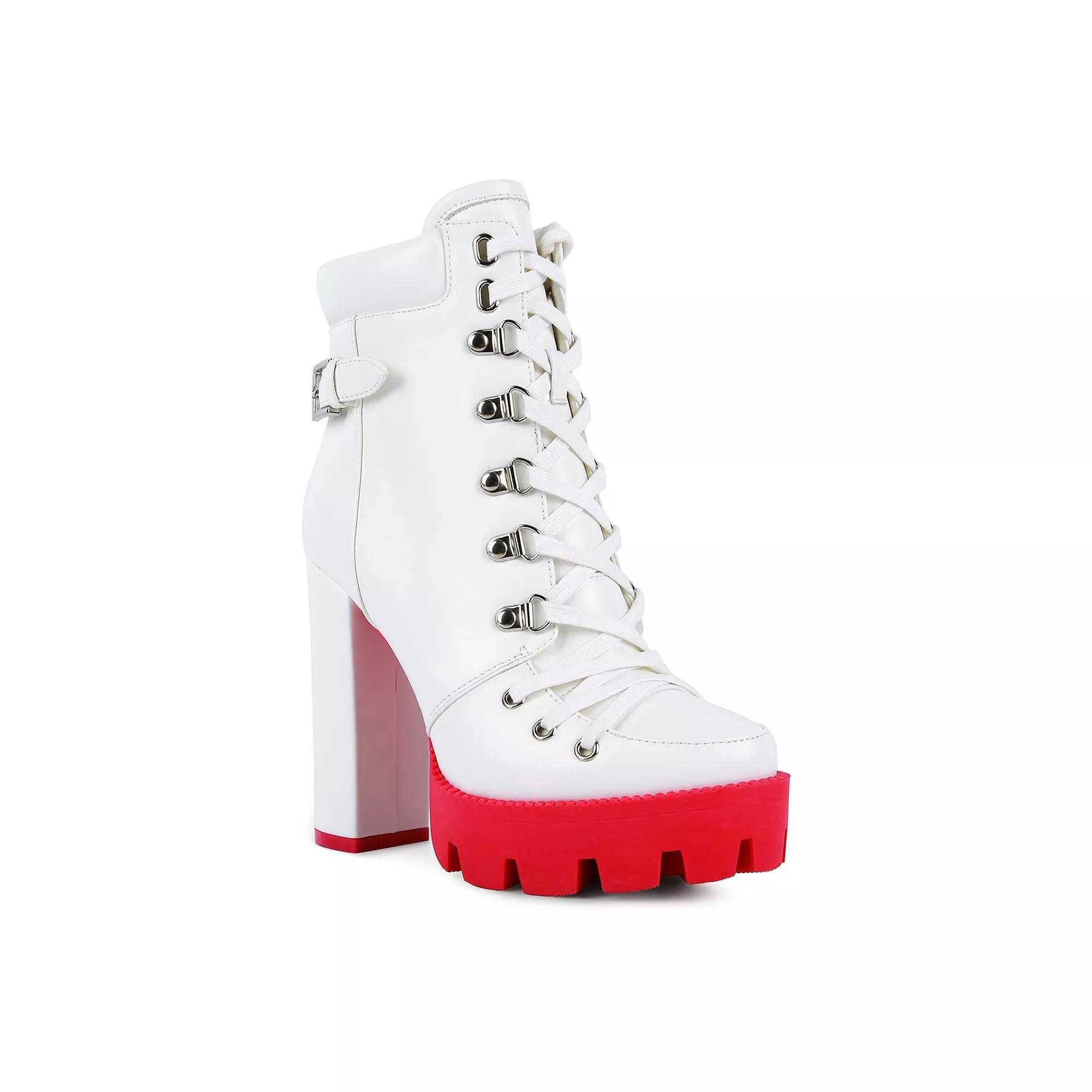 London Rag Willow Women's Platform Ankle Boots, Size: 5, White Product Image