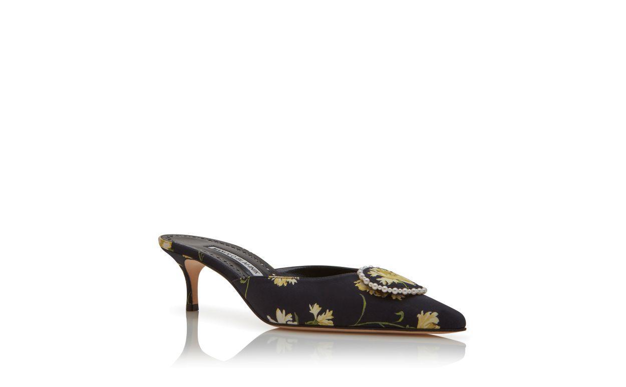 KIFATMU Black Satin Pearl Detail Mules Product Image