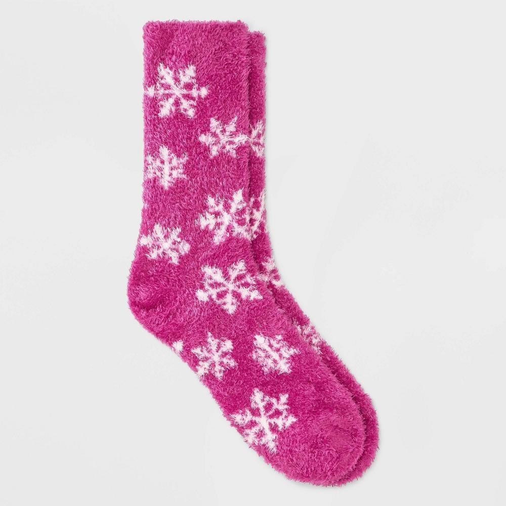 Womens Snowflake Cozy Crew Socks - Auden 4-10: Lightweight Knit, Banded Cuff, Machine Washable, Tumble Dry Product Image