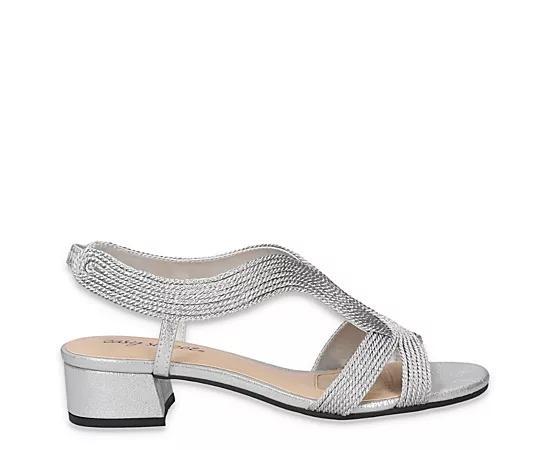 Easy Street Festival Block Heel Women's Woven Sandals, Size: 6 XW, White Woven Product Image