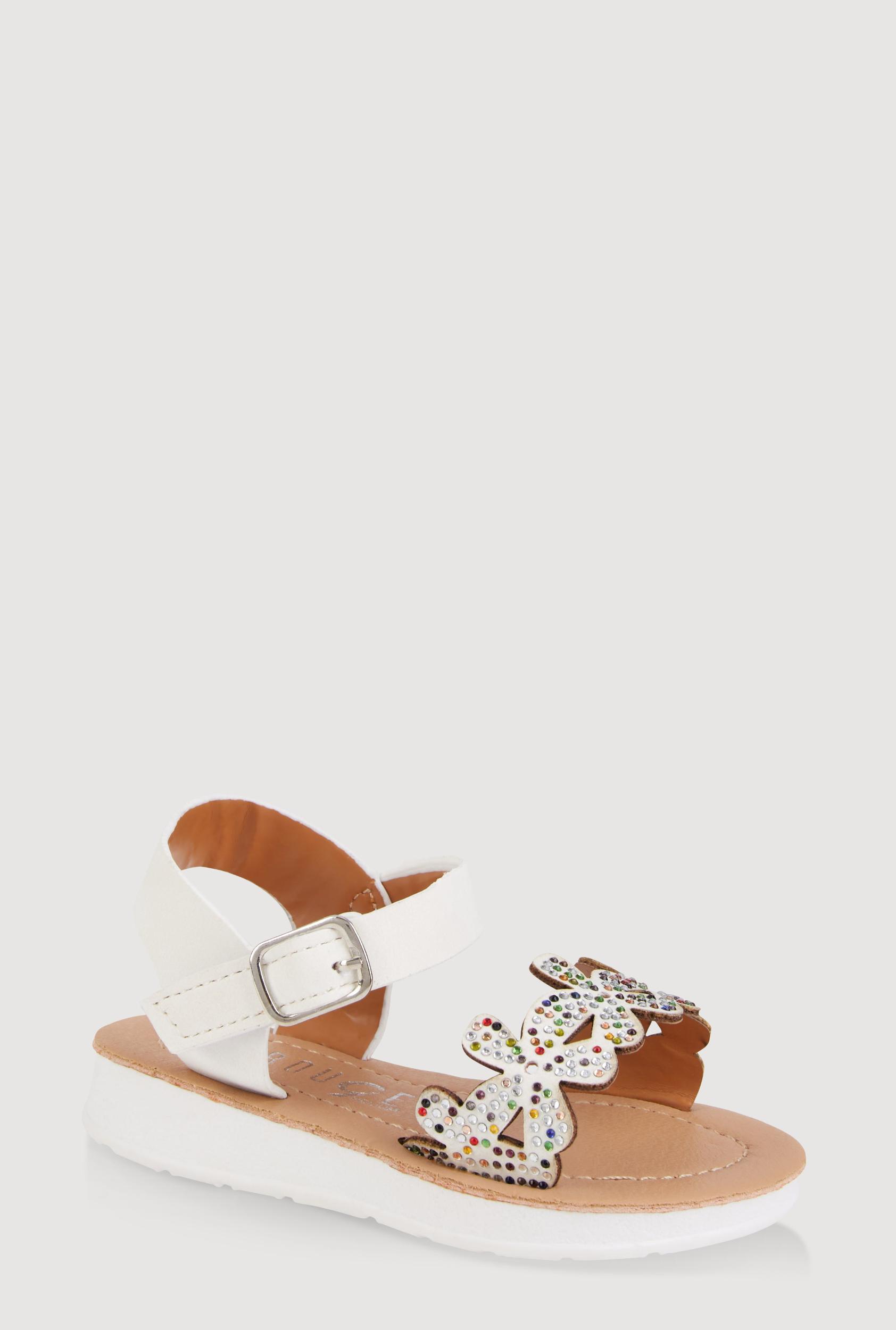 Womens Toddler Girls Rhinestone Floral Band Sandals Product Image