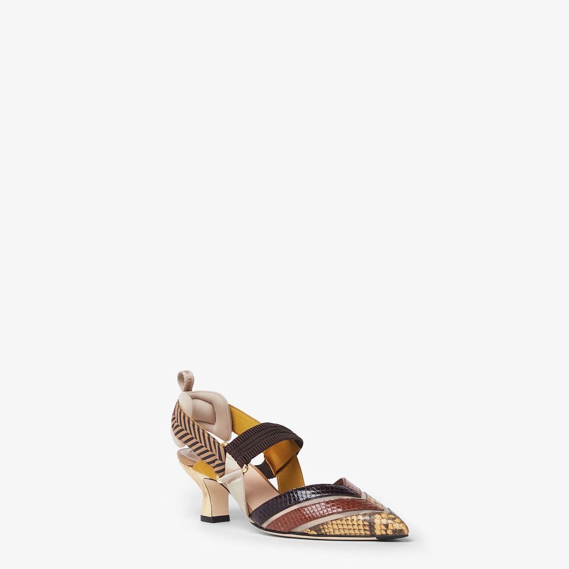 ColibrìMulticolor medium-heeled mesh and ayers leather slingbacks Product Image