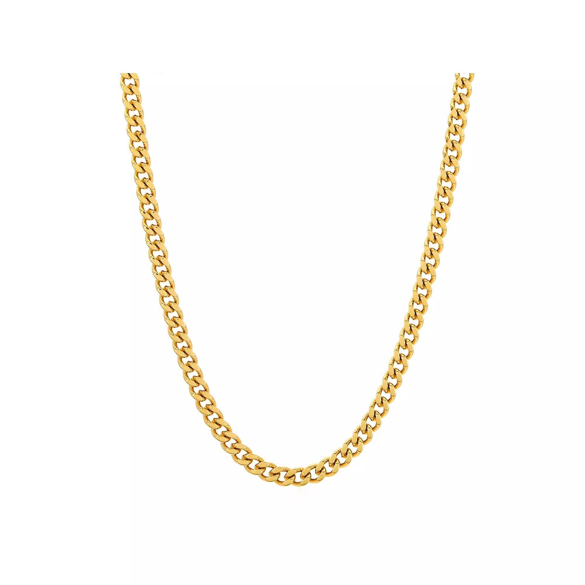 Adornia Stainless Steel 5 mm Cuban Chain Necklace, Women's, Size: 24", Gold Tone Product Image