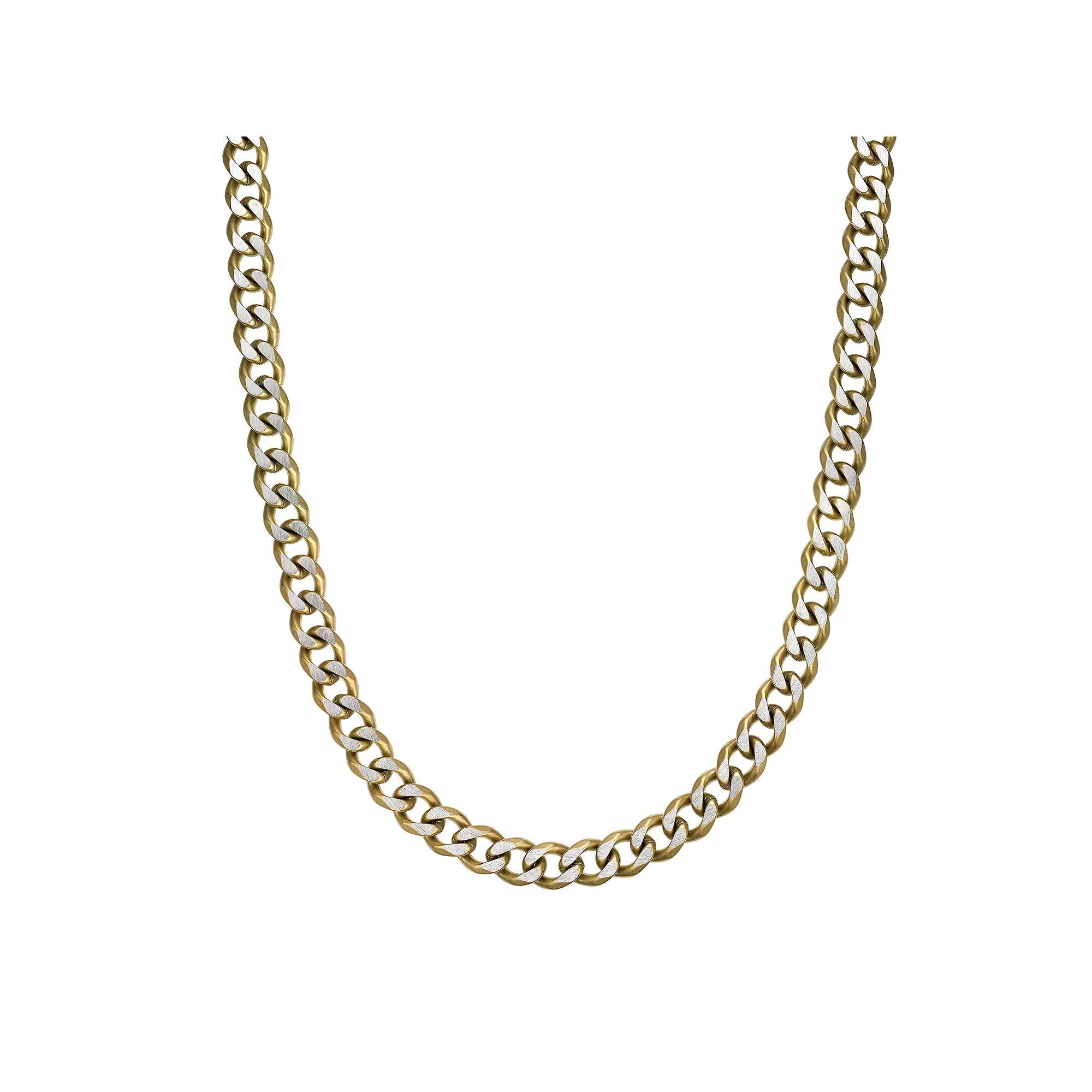 Men's LYNX Stainless Steel Curb Chain Necklace, Size: 22", Gold Tone Product Image