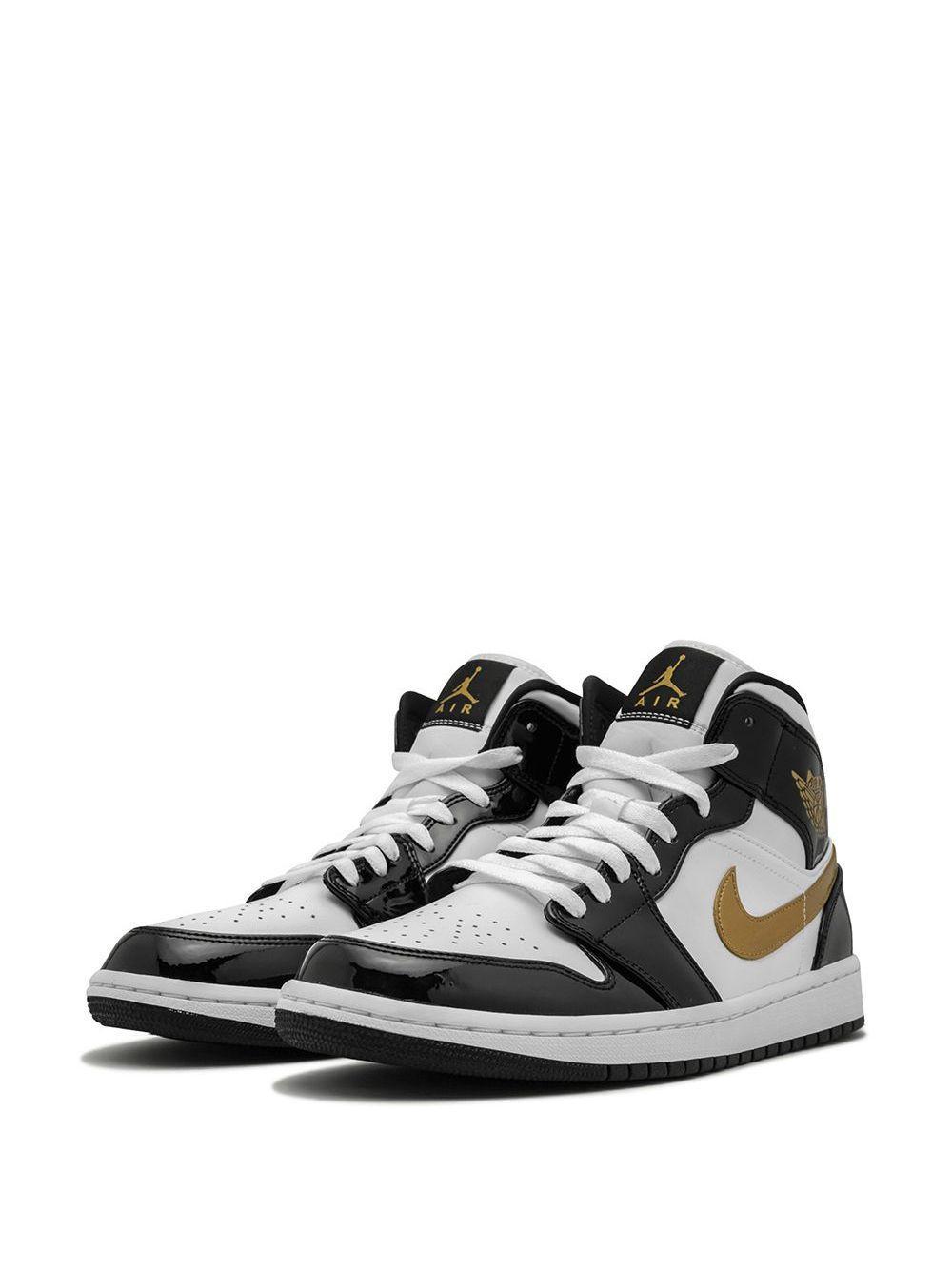 Air Jordan 1 Mid SE "Black/Gold Patent Leather" sneakers Product Image