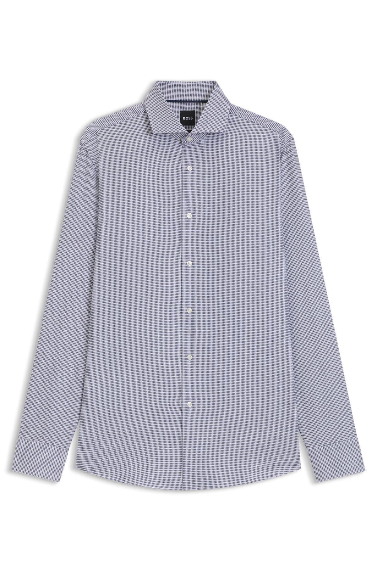 BOSS - Slim-fit shirt in structured cotton - Light Blue Product Image