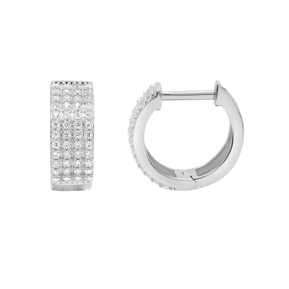 14k Gold Over Silver 1/2 Carat T.W. Diamond Hoop Earrings, Women's, Silver Tone Product Image