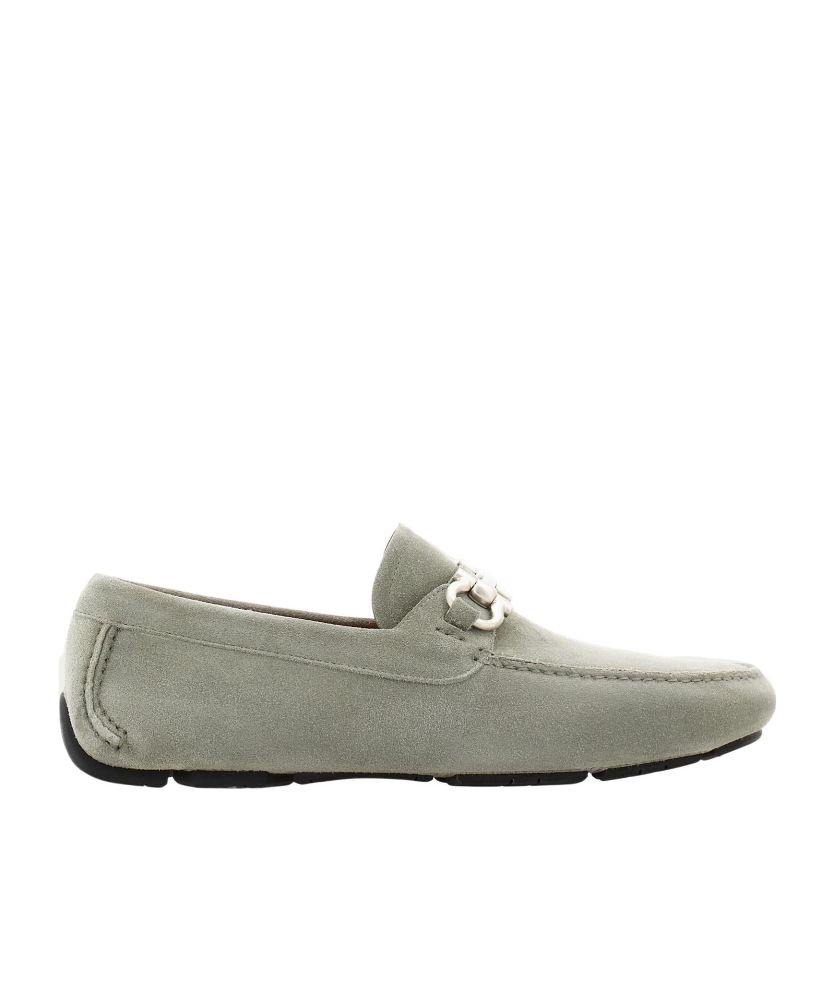 FERRAGAMO Logo Loafers In Gray Product Image