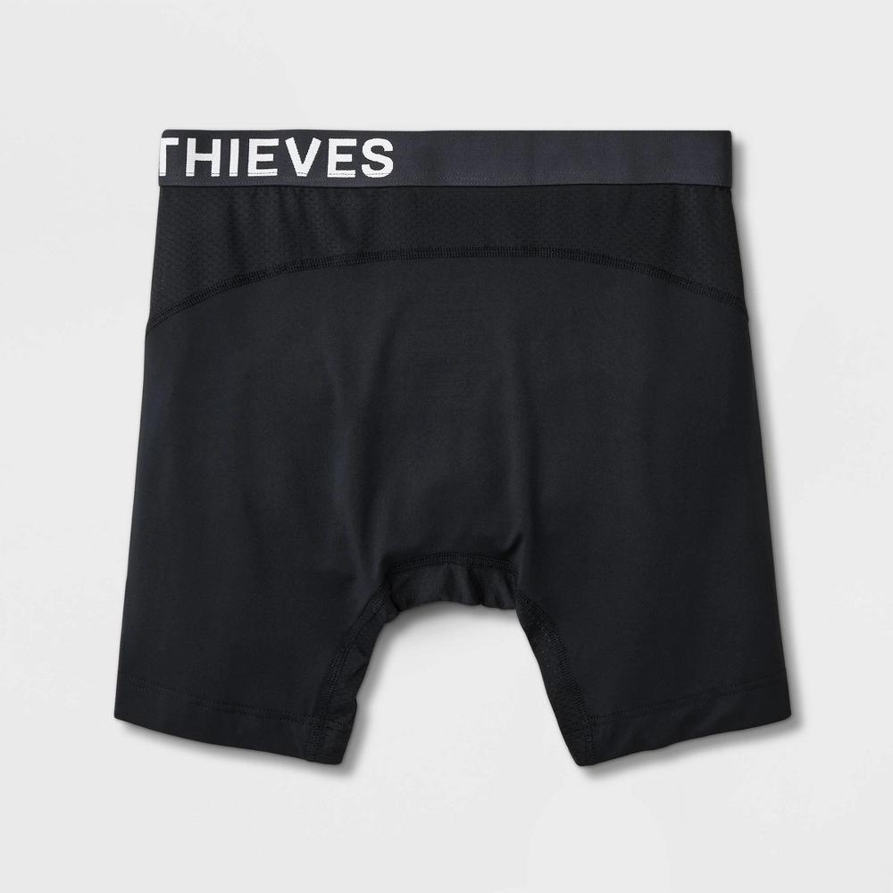 Pair of Thieves Men's SuperCool Long Leg Boxer Briefs 2pk - Black M: Knit Fabric, Full Waistband Elastic Product Image