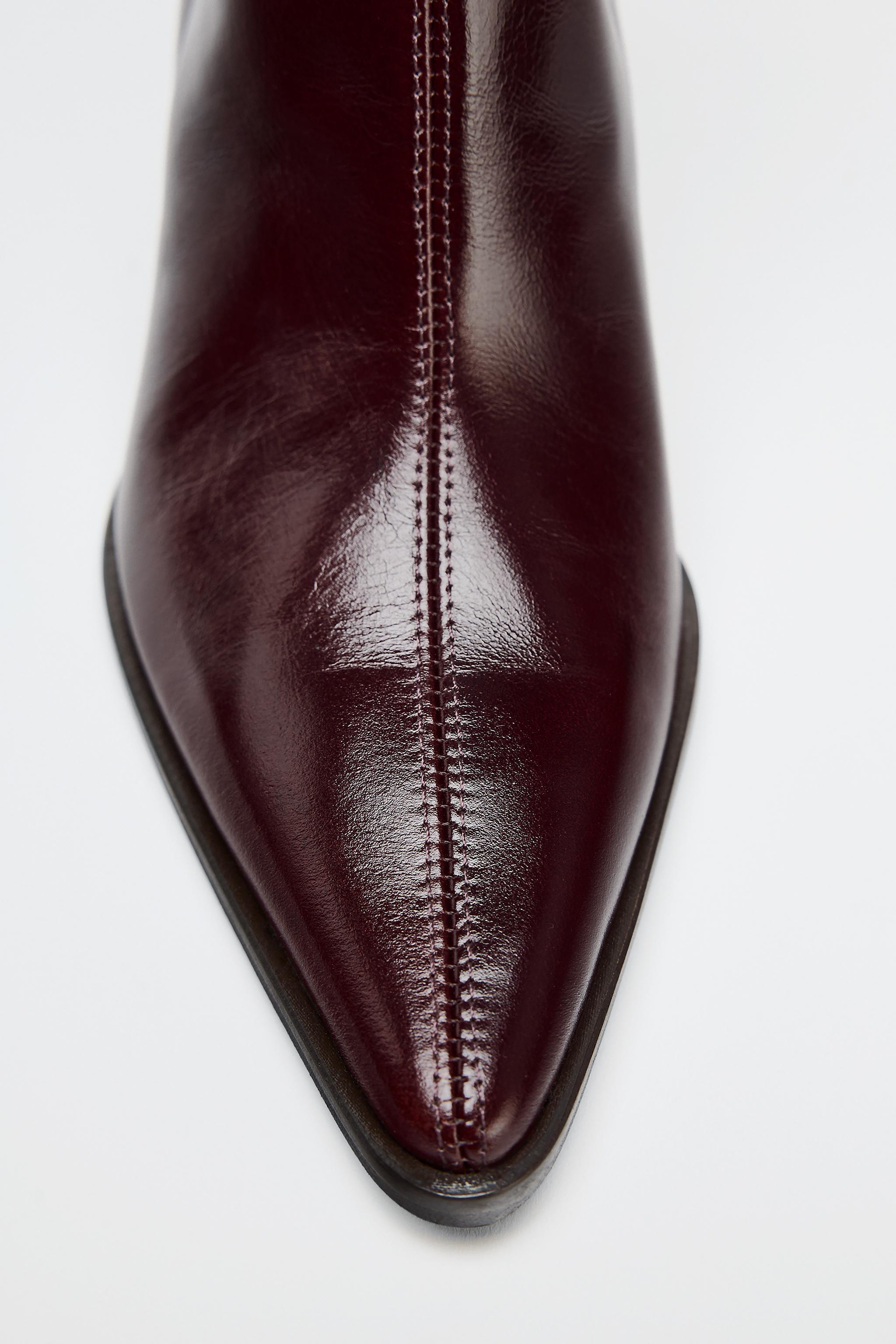 LEATHER KITTEN HEEL ANKLE BOOTS Product Image