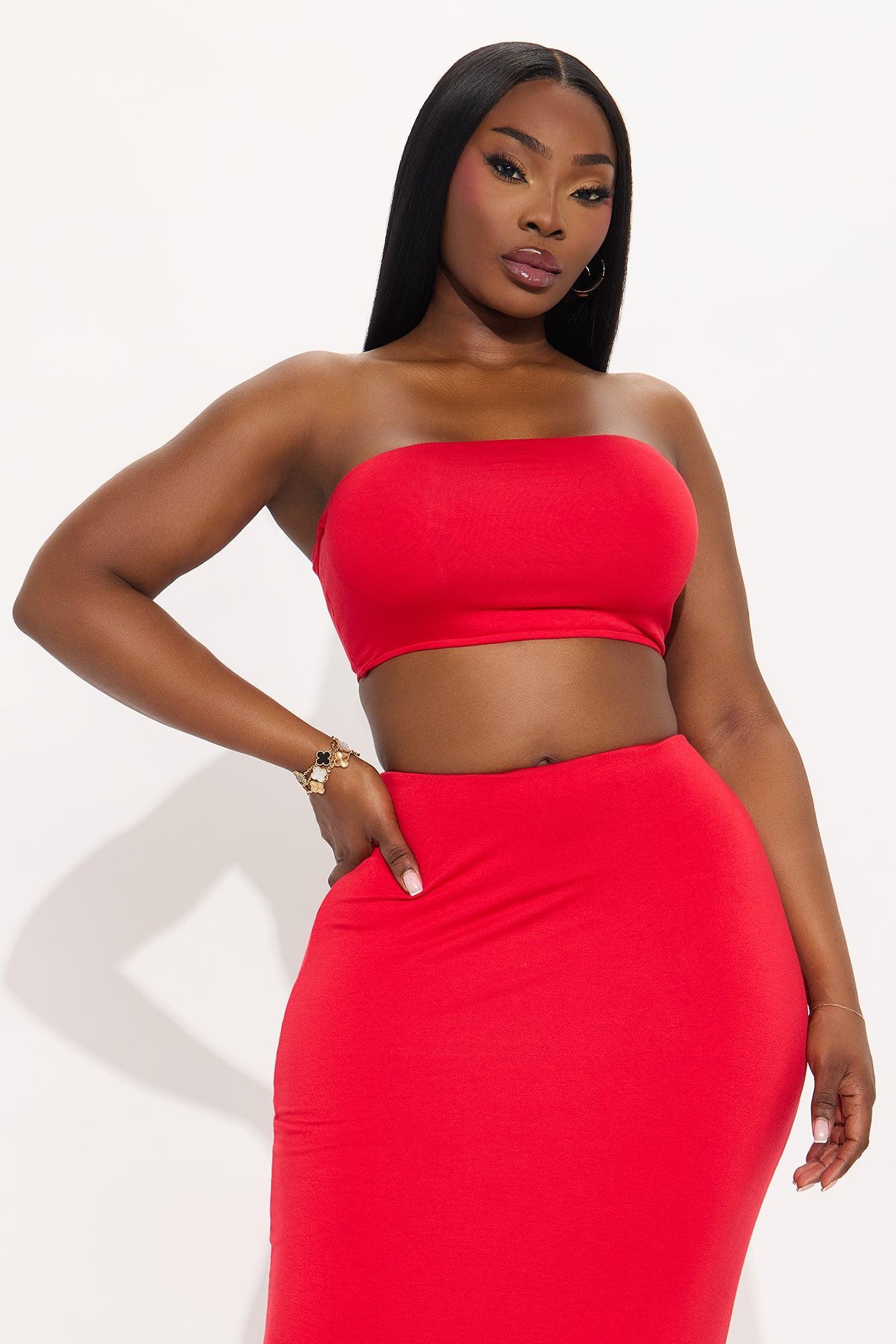 Another Time Double Lined Skirt Set - Red Product Image