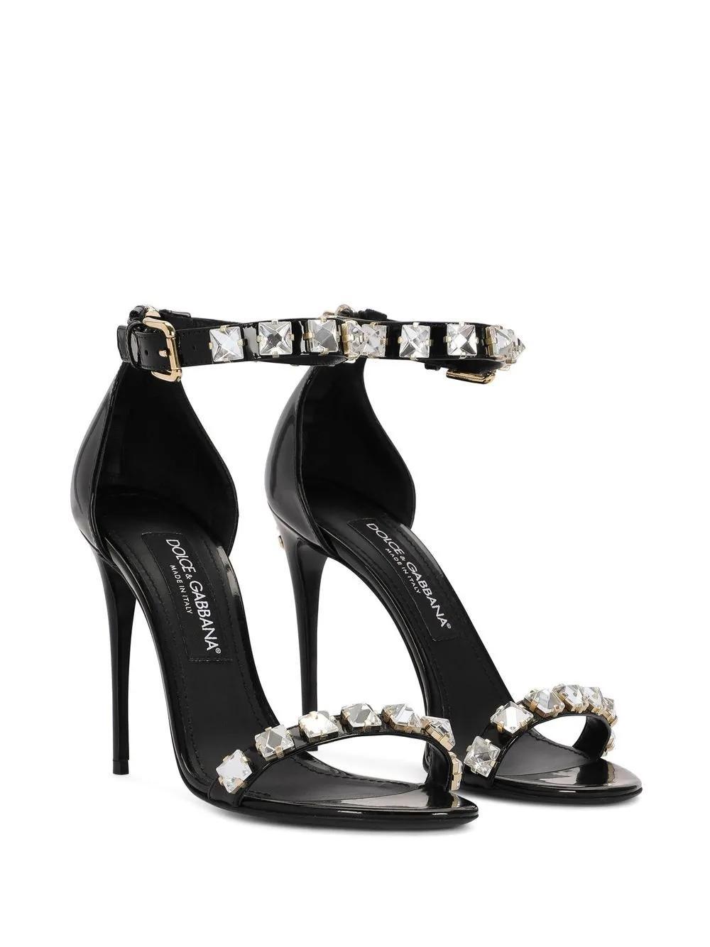 105mm rhinestone-embellished leather sandals Product Image