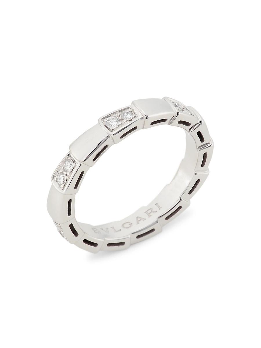 Womens Serpenti Viper 18K White Gold & Pav Diamond Ring Product Image