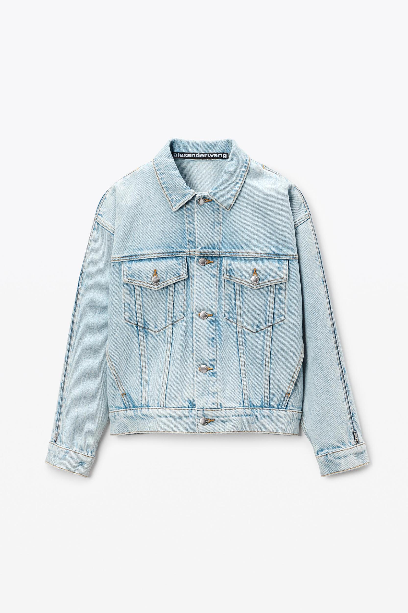 Zipped Sleeve Trucker Jacket In Denim Product Image