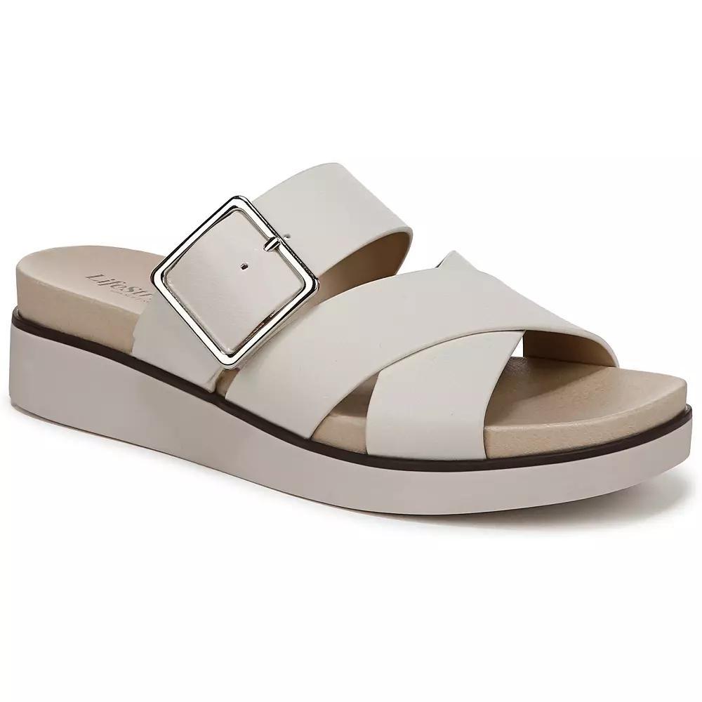 LifeStride Getaway Women's Slide Sandals, Size: 7 Wide, Ivory Product Image