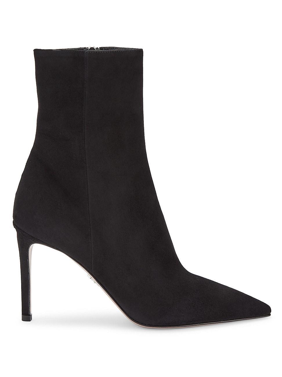 Suede Zip Stiletto Ankle Booties Product Image