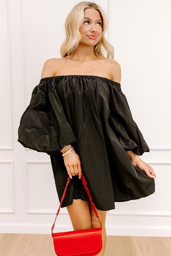 Social Hour Chic Off Shoulder Mini Dress in Black Product Image
