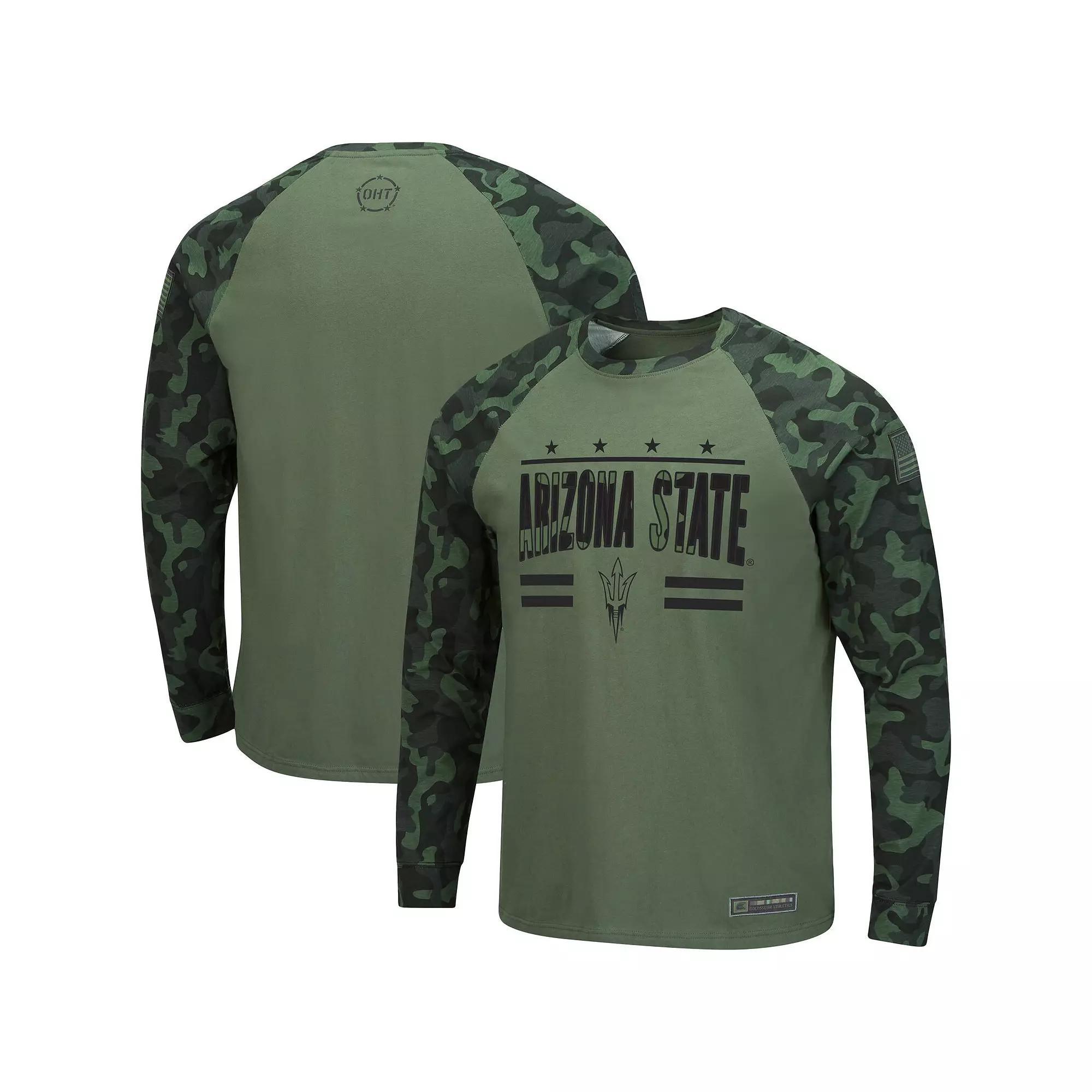 Men's Colosseum Olive/Camo Oklahoma Sooners OHT Military Appreciation Raglan Long Sleeve T-Shirt, Size: Large, Team Product Image