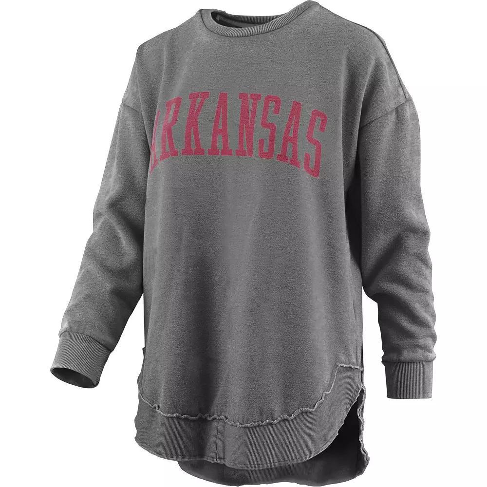 Women's Pressbox Black Arkansas Razorbacks Vintage Wash Pullover Sweatshirt, Size: Small Product Image