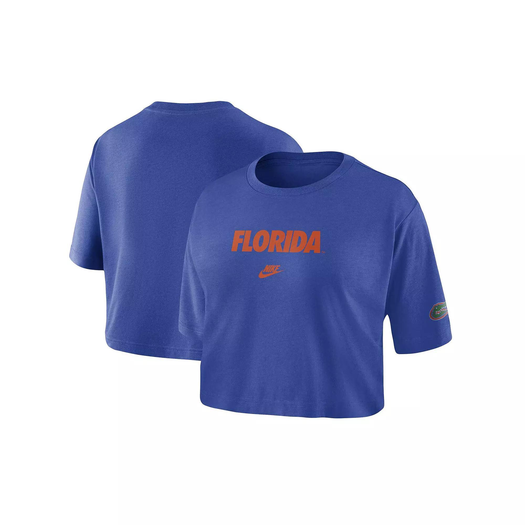 Womens Nike Royal Florida Gators Wordmark Cropped T-Shirt Product Image