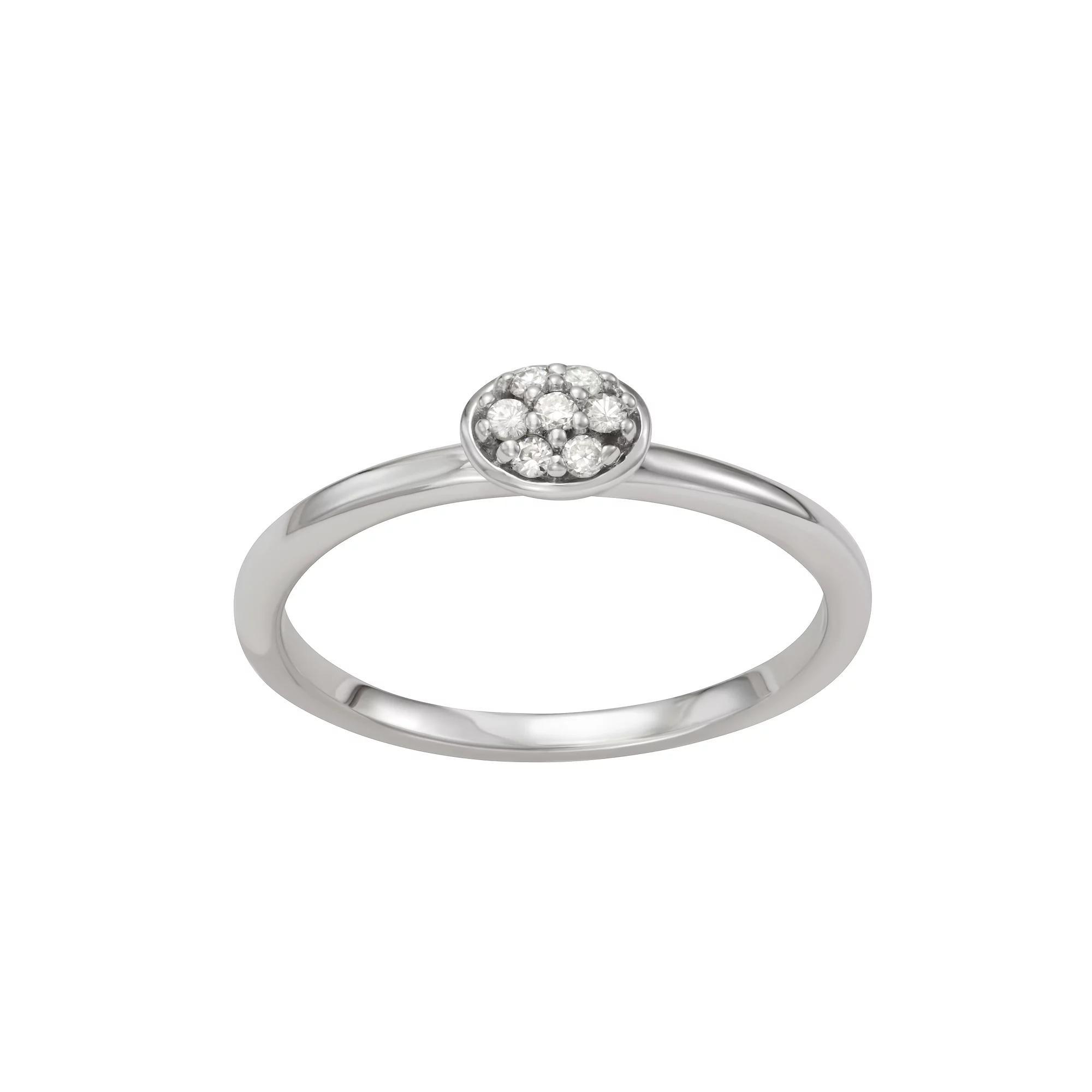 Moissanite Outlet Sterling Silver 1/10 Carat T.W. Pave Lab-Created Moissanite Oval Ring, Women's, Size: 6 Product Image