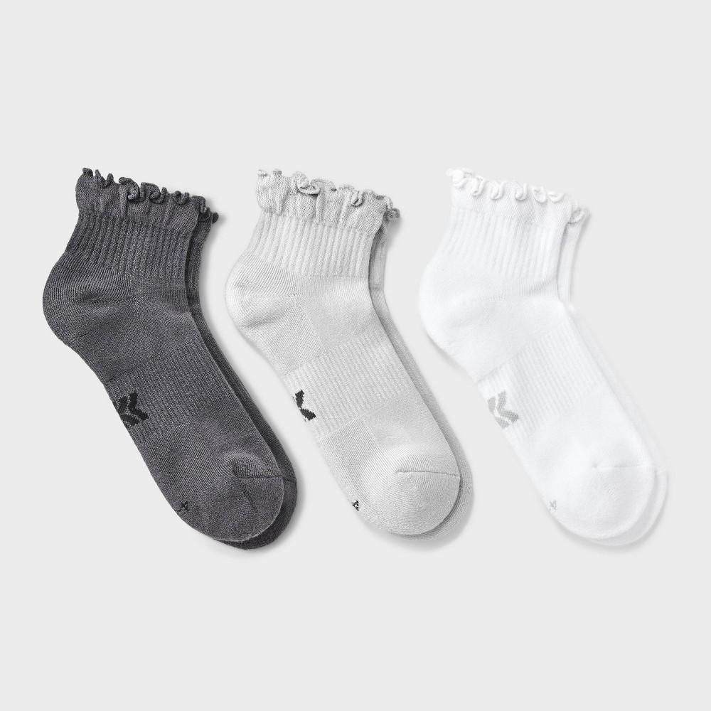 Womens Cushioned Ruffle 3pk Athletic Ankle Socks - All In Motion 4-10 Product Image
