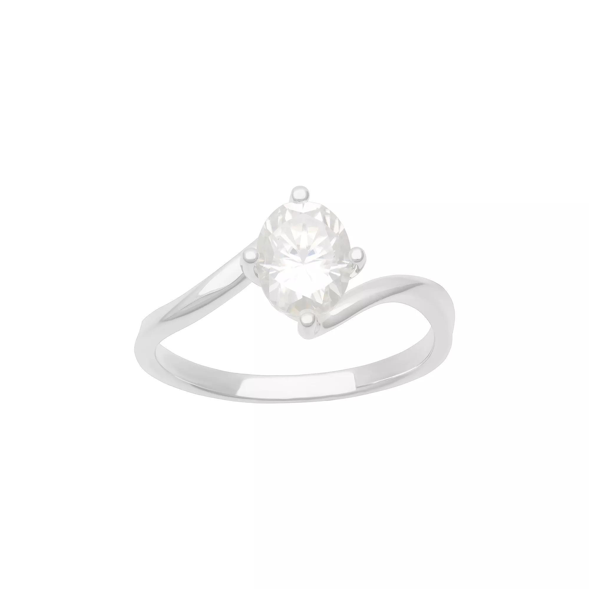 Women's Love Always Sterling Silver 1 3/8 Carat T.G.W. Oval-Cut Moissanite Twist-Shank Engagement Ring, Size: 7 Product Image