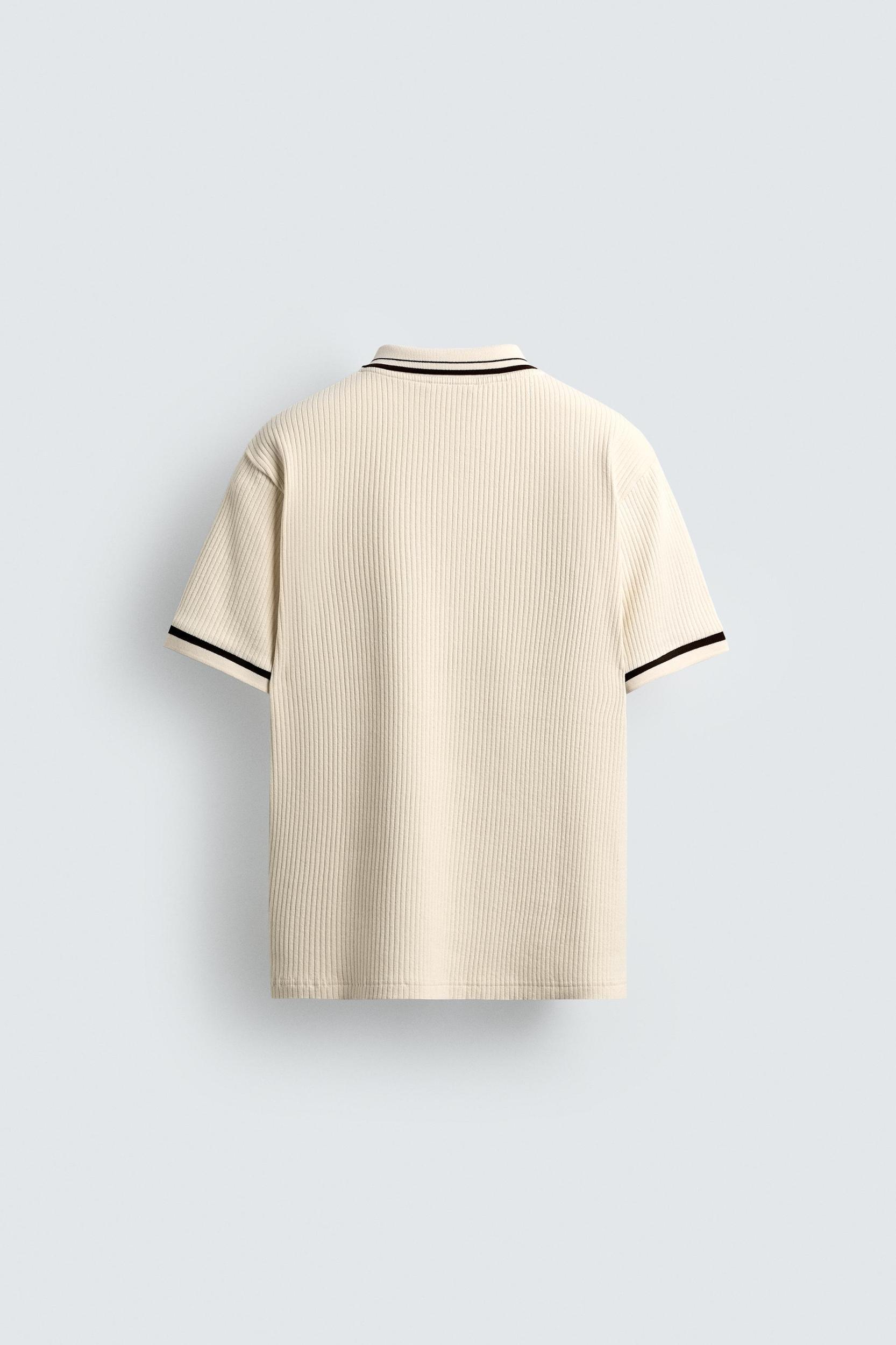 CONTRAST RIBBED POLO SHIRT Product Image