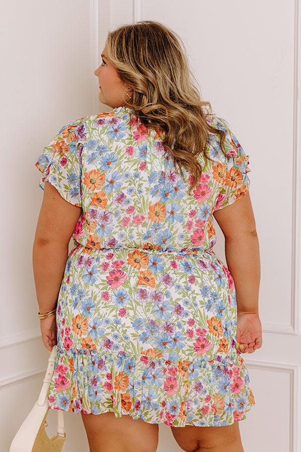 Pure Heart Floral Mini Dress in Blue Curves Product Image