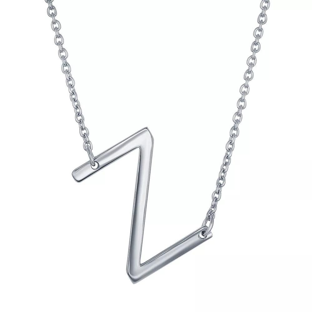 Sterling Silver Sideways Initial Necklace, Womens Sterling B Product Image