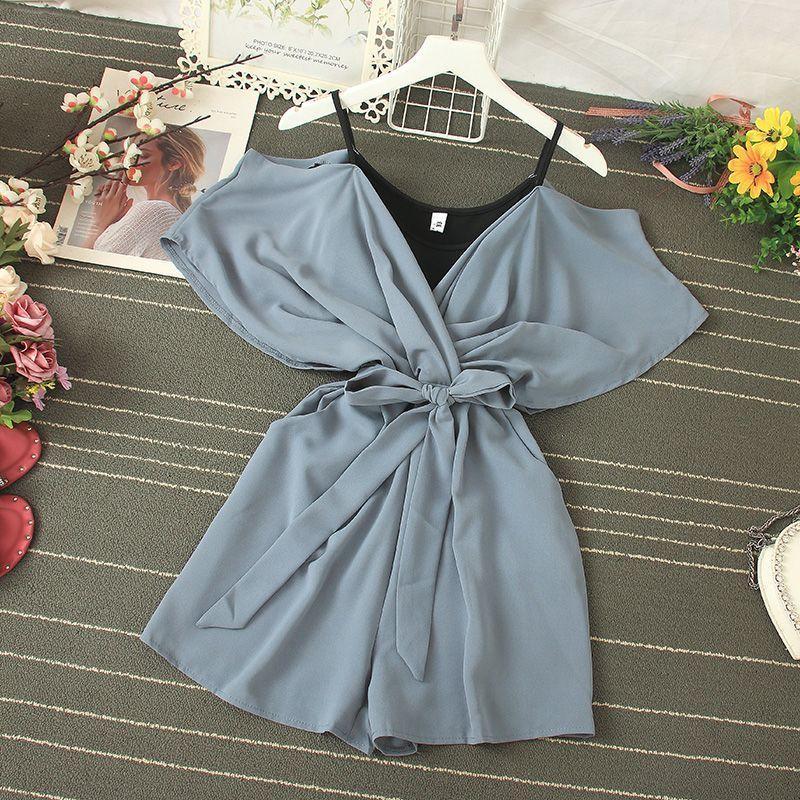 Short-Sleeve Cold Shoulder Romper Product Image