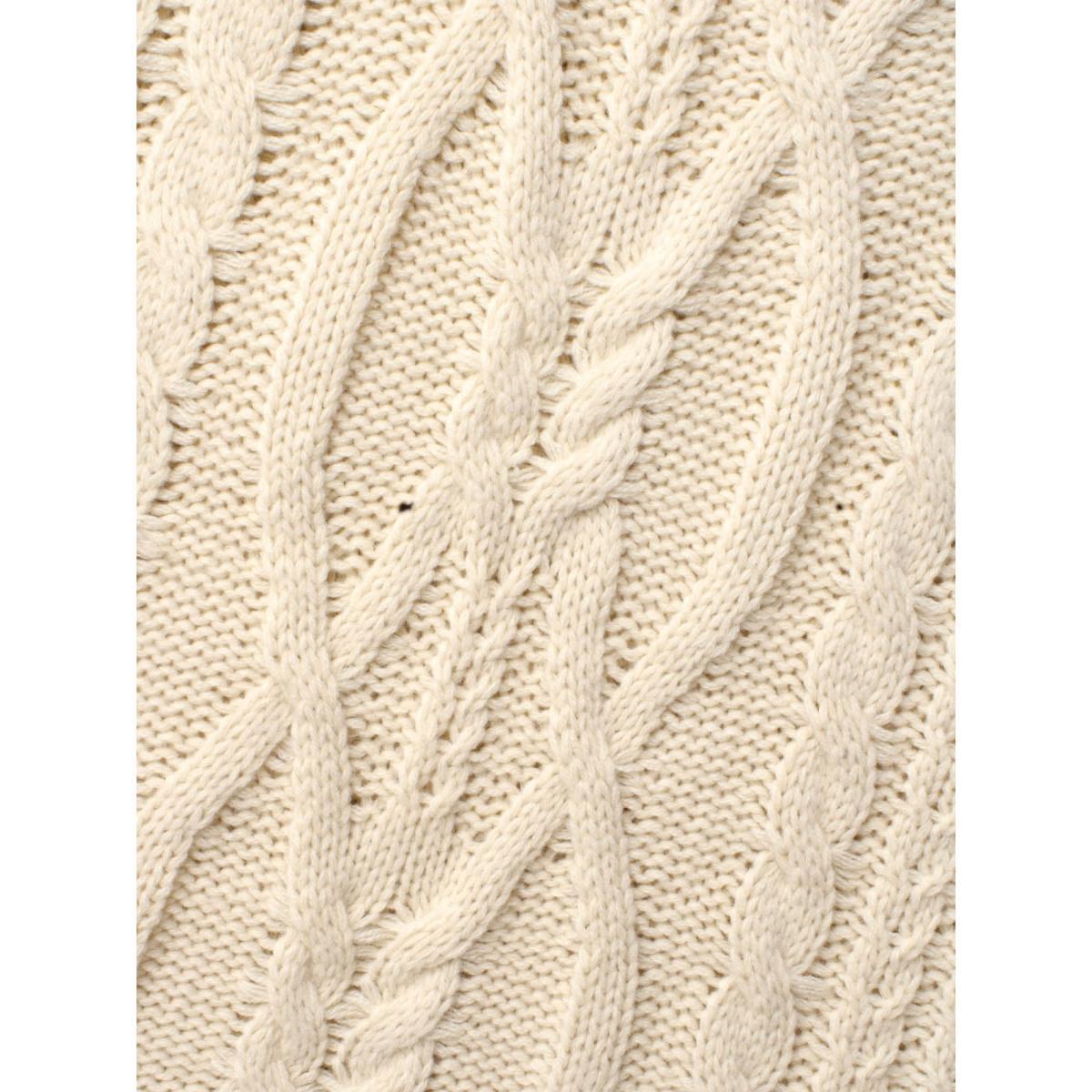 Plus Size Solid Cable Knit Raglan Sleeve Pullover WhiteSmoke Women Casual Long Sleeve Round Neck Everyday Pullovers BloomChic 26/4X Product Image