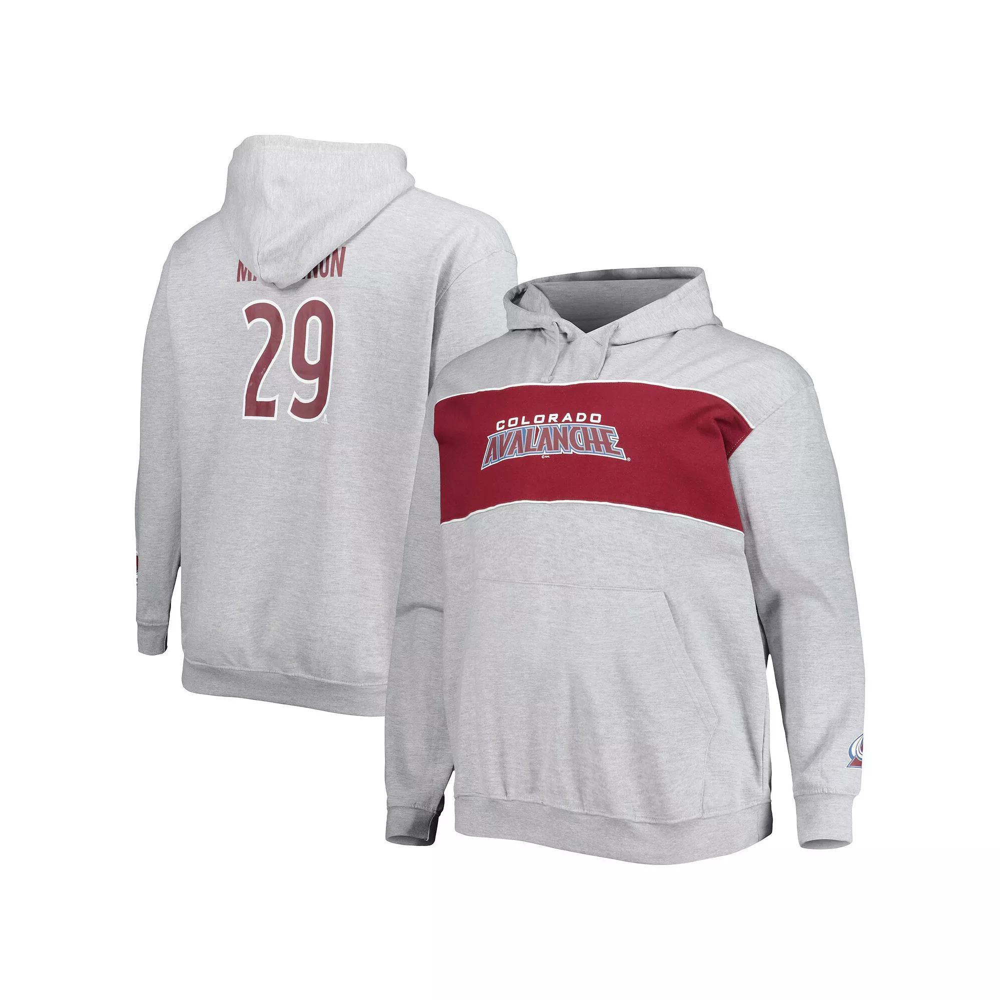 Men's Nathan MacKinnon Heather Gray Colorado Avalanche Big & Tall Player Pullover Hoodie, Size: 3XLT, Grey Product Image