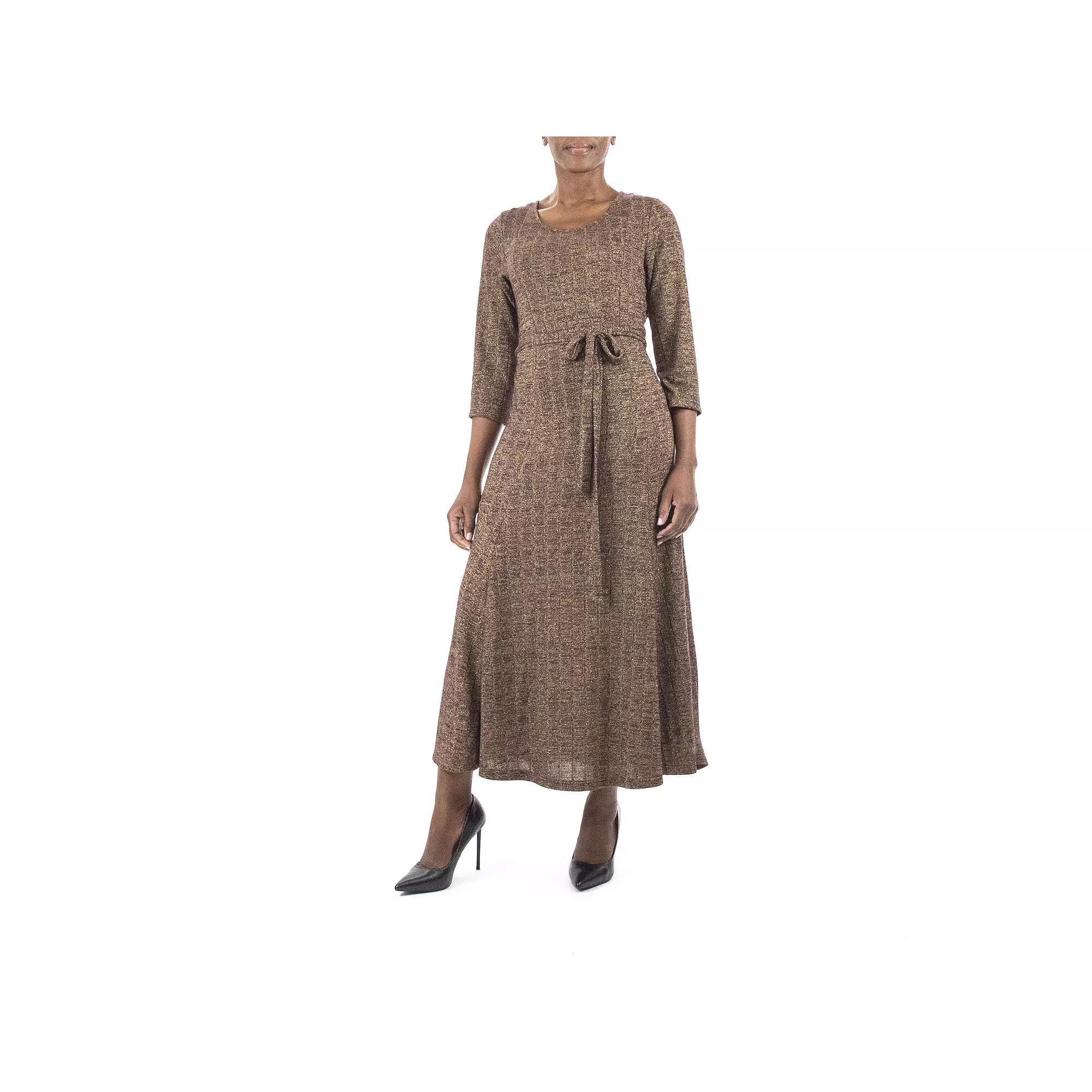 Women's Nina Leonard Sylvia Lurex Midi Dress, Size: Small, Wine Gold Product Image