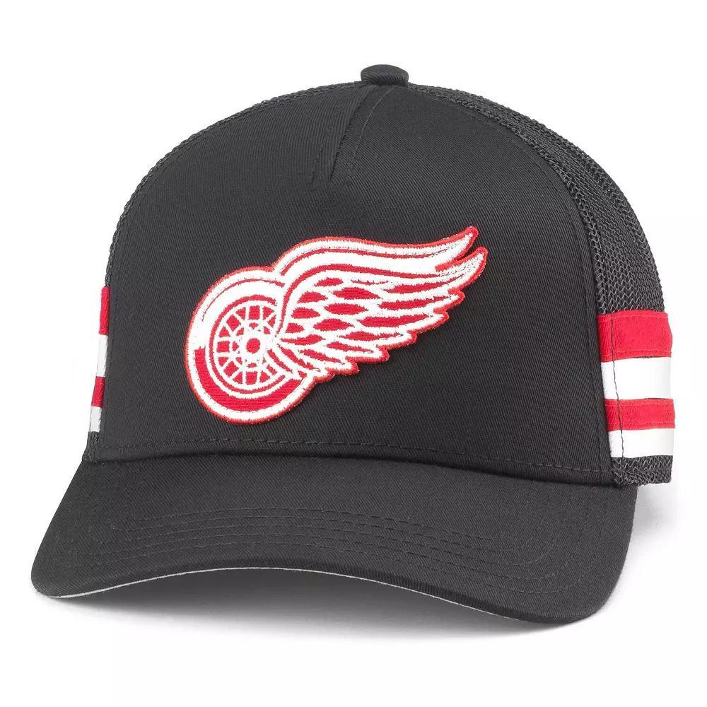 Men's American Needle Black Detroit Red Wings HotFoot Stripes Trucker Adjustable Hat Product Image