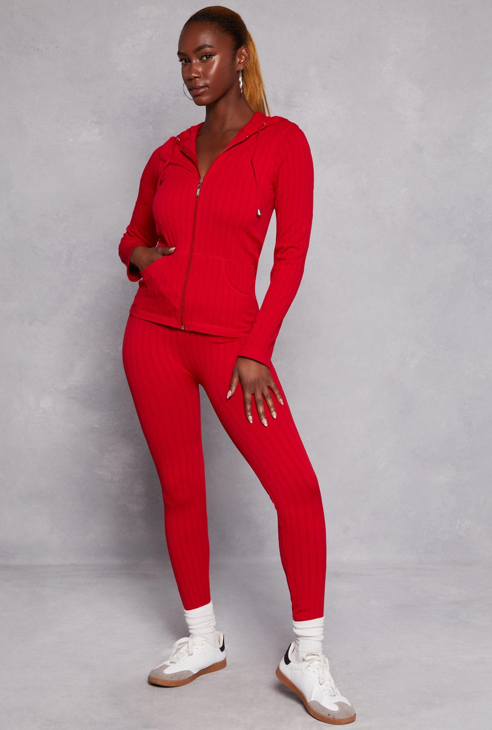 Womens Seamless Textured Knit High Waisted Leggings Product Image