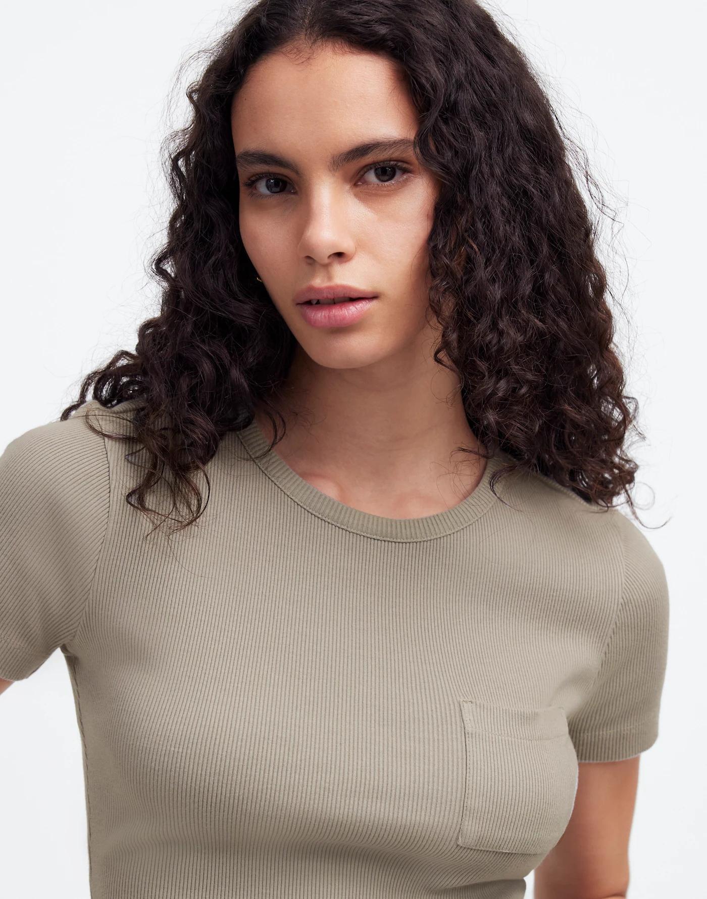Garment-Dyed Ribbed Crewneck Pocket Tee Product Image