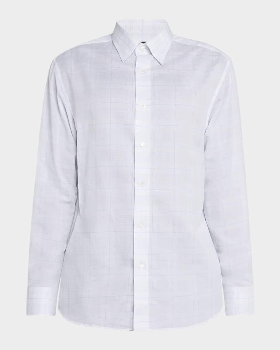 Mens Cotton and Linen Plaid Sport Shirt Product Image