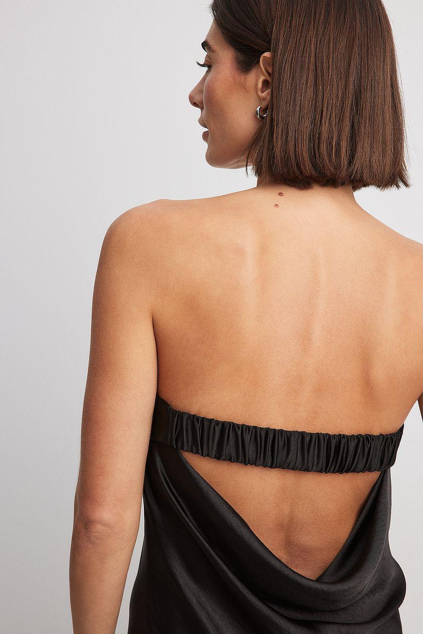 Fold Detail Bandeau Satin Dress Product Image