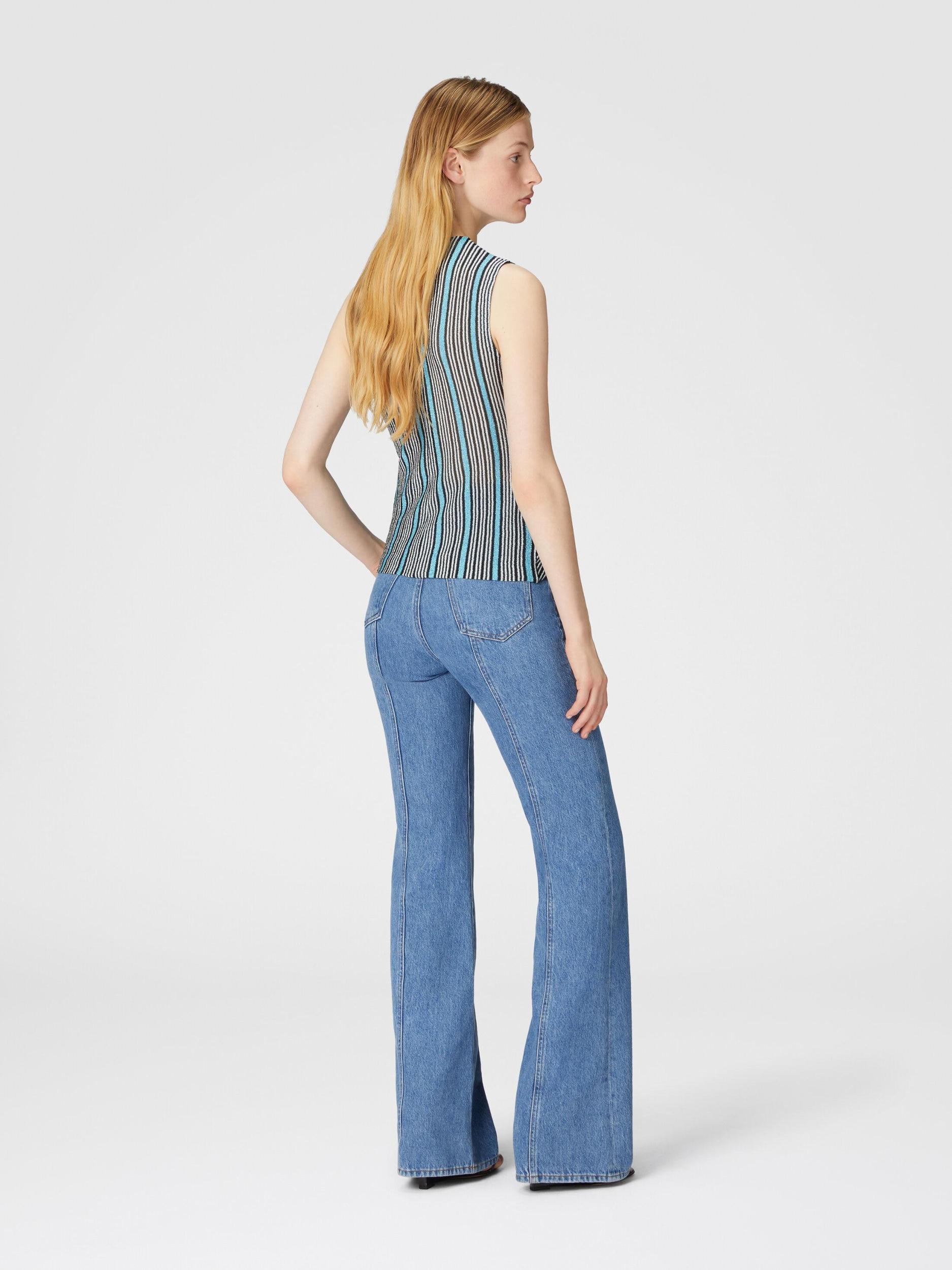 Sleeveless top in lamé striped viscose Product Image