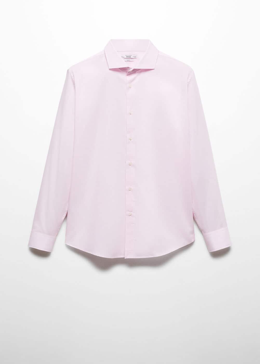 Slim-fit micro-stripe twill suit shirt - Men | MANGO USA Product Image