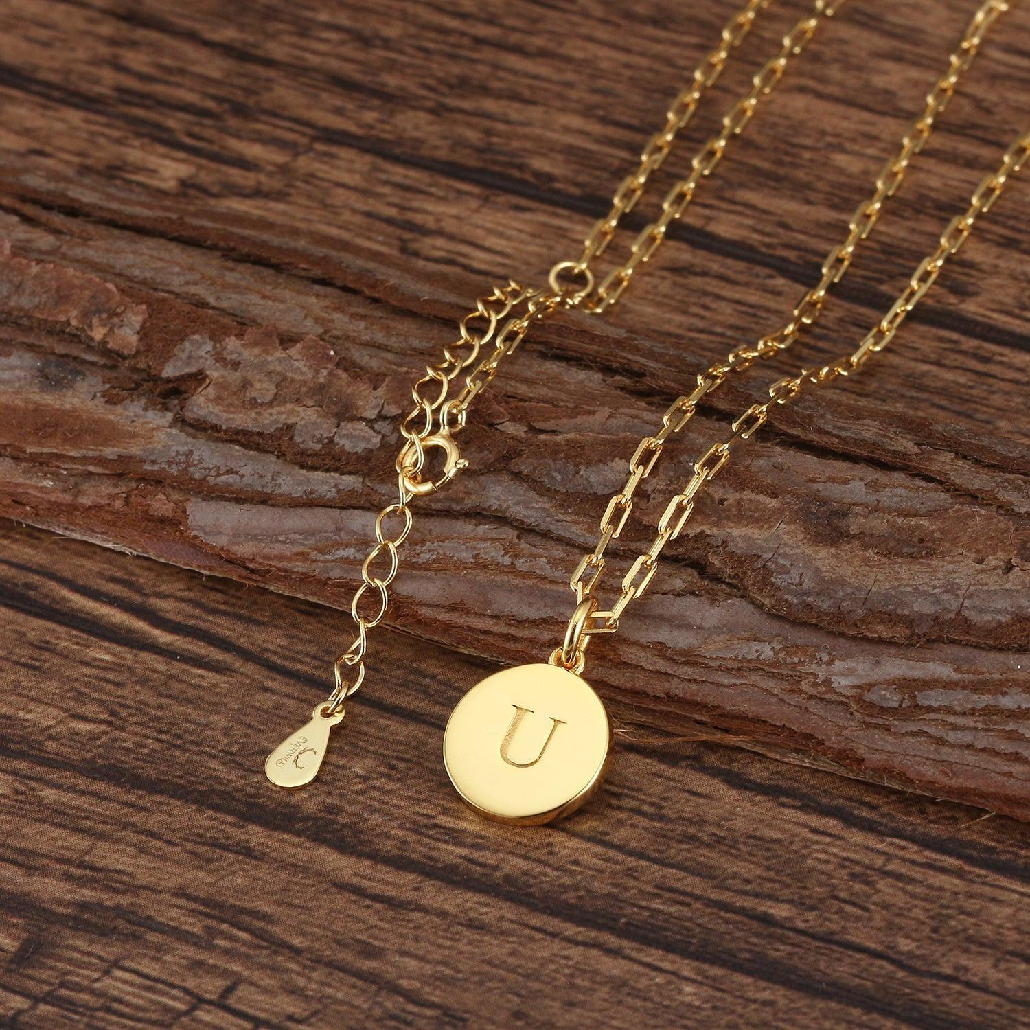 Dainty Fancy U Initial Pendant Necklace Product Image