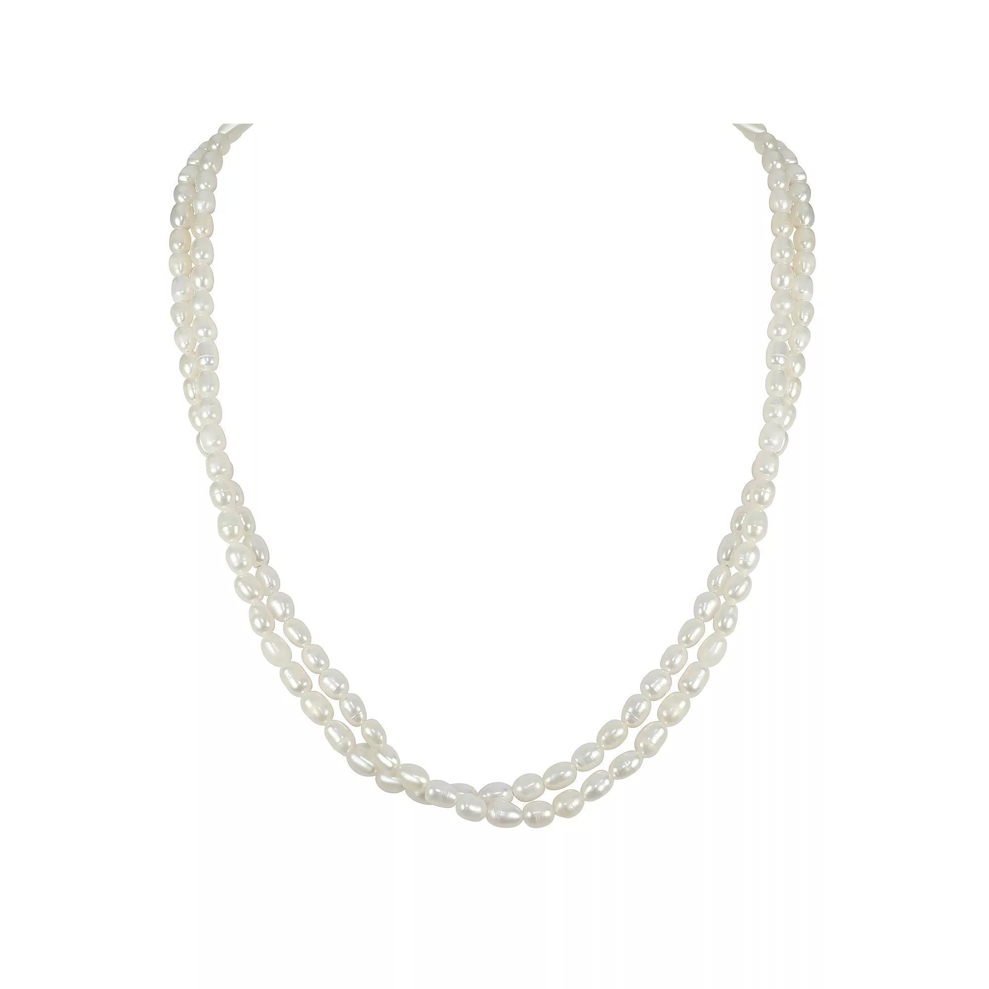 Gemistry Sterling Silver Freshwater Cultured Pearl Double Strand Necklace, Women's, Size: 18", White Product Image