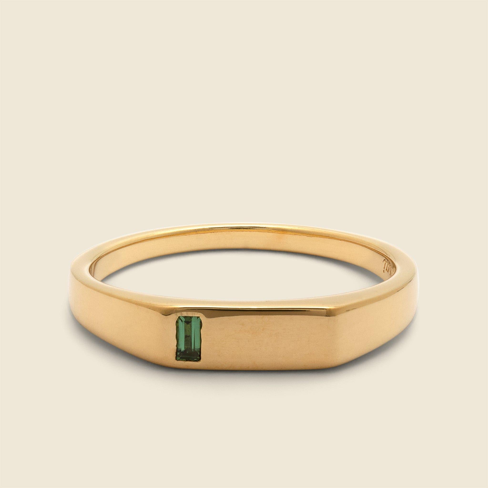 Valor Quartz Signet Ring - Gold Vermeil/Green Product Image